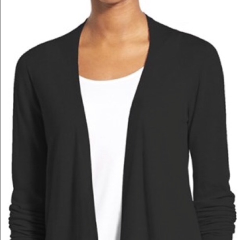 Eileen Fisher Black Silk Open Cardigan Size M